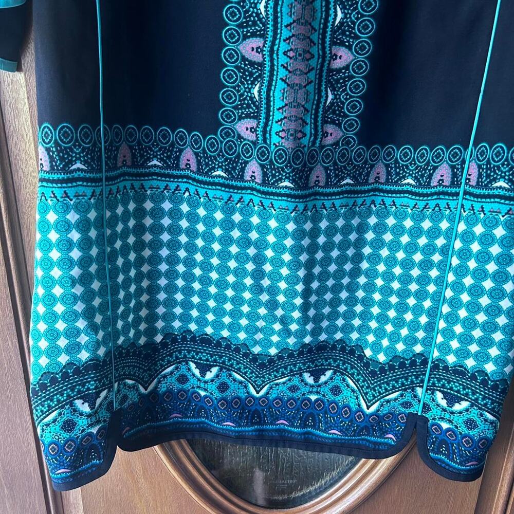 Adrianna Papell Designer black and Teal Large Boho‎ Dress Womens - Picture 2 of 5